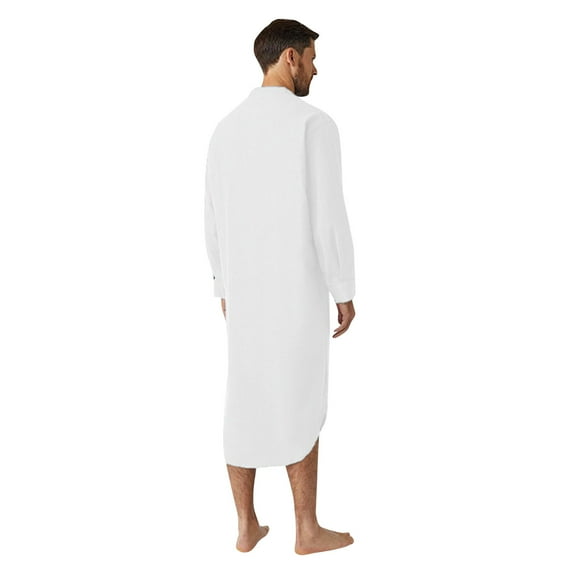 HONHUZH Mens Shirts Clearance,Men's Long-Sleeved Button-Down Solid Color Printed Shirt Stylish Nightgown