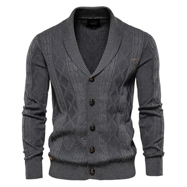 Winter Knitted Long Sleeve Sweater Cardigan for Men Solid Color Casual ...