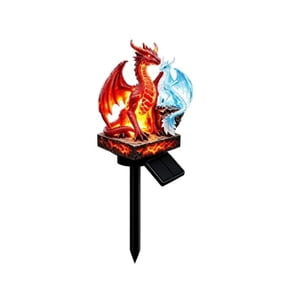 HONHUZH Outdoor Decorations Holiday Solar Fire and Ice Statue Garden Stake Light with Gothic Medieval Design for Halloween 45cm