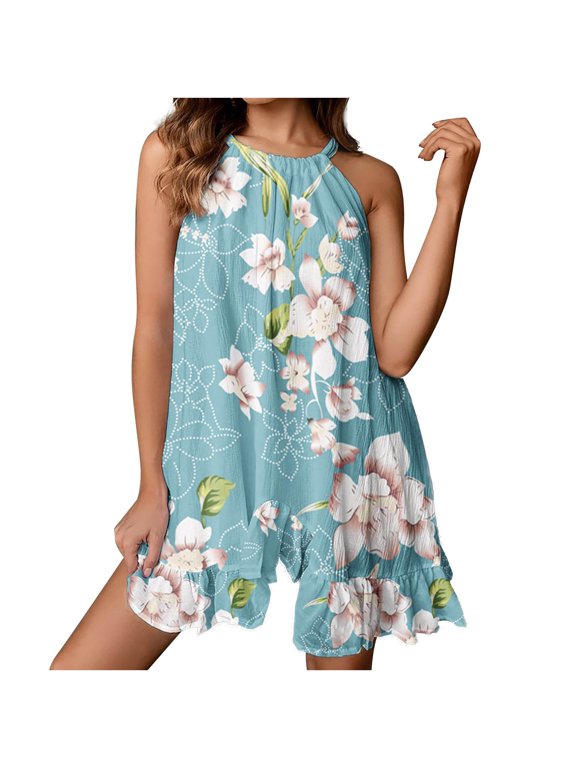 Summer Dresses for Women 2022, Plus Size Ethnic Style Printed Sleeveless Tank Casual Dress
