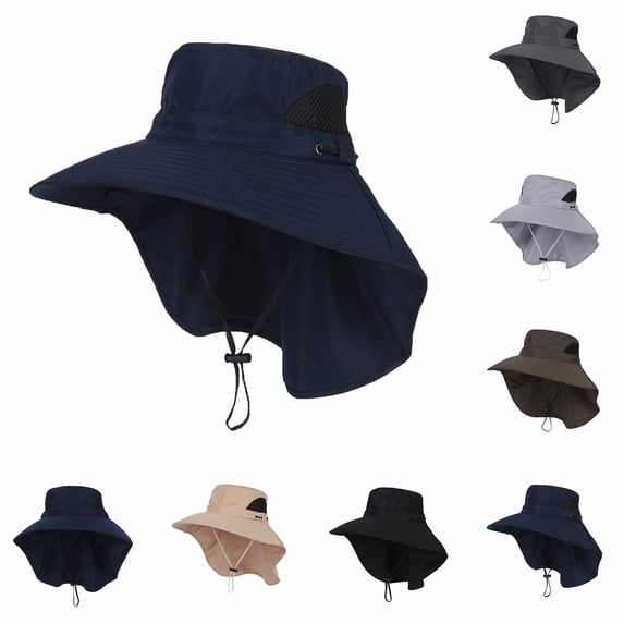 HONHUZH Summer Hats Unisex Solid Color Fisherman Sun Hat Foldable Summer Beach Outdoor Cap