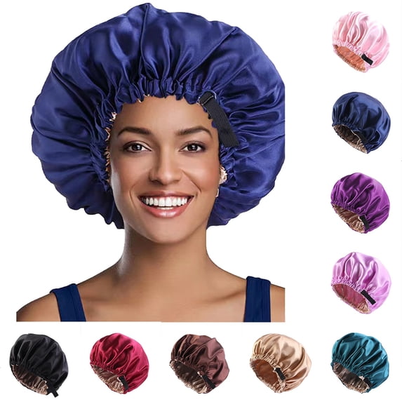 HONHUZH Summer Hats Womens Double Layer Satin Sleep Cap Adjustable Hair Care Bonnet