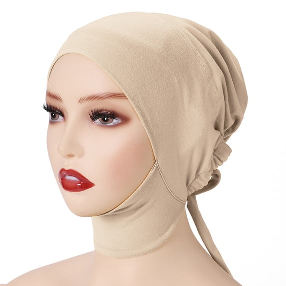 HONHUZH Summer Hats Womens Elastic Neck Cap Solid Color Middle Eastern Style Head Cover