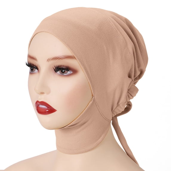 HONHUZH Summer Hats Womens Elastic Neck Cap Solid Color Middle Eastern Style Head Cover