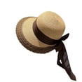 thumbnail image 1 of HONHUZH Summer Hats Womens Foldable Straw Sun Hat With Ruffled Edge And Bow Summer Beach Hat, 1 of 8