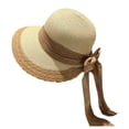 thumbnail image 1 of HONHUZH Summer Hats Womens Foldable Straw Sun Hat With Ruffled Edge And Bow Summer Beach Hat, 1 of 9