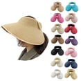 thumbnail image 1 of HONHUZH Summer Hats Womens Leopard Print Open Top Sun Visor Hat With Bow Summer Beach Cap, 1 of 4