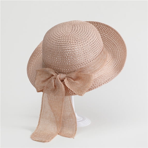 HONHUZH Summer Hats Womens Solid Color Bow Detail Sun Hat Summer Beach Fisherman Hat