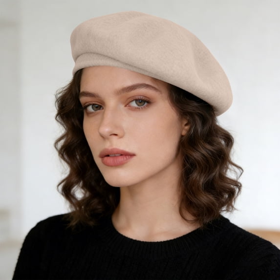 HONHUZH Summer Hats Womens Solid Color Drawstring Beret Hat Casual Warm Hair Care Cap