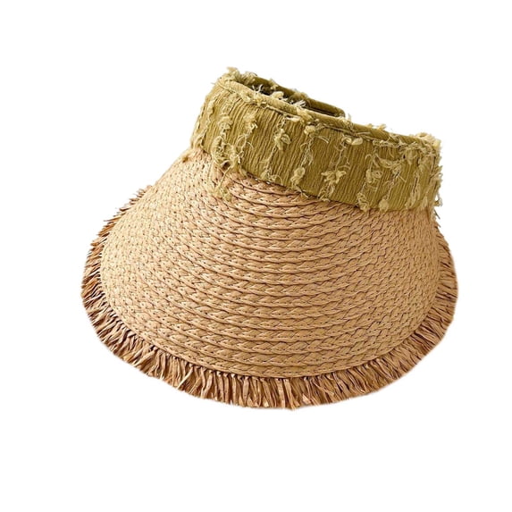 HONHUZH Summer Hats Womens Summer Wide Brim Visor Hat Ponytail Hole Foldable Sun Protection Cap