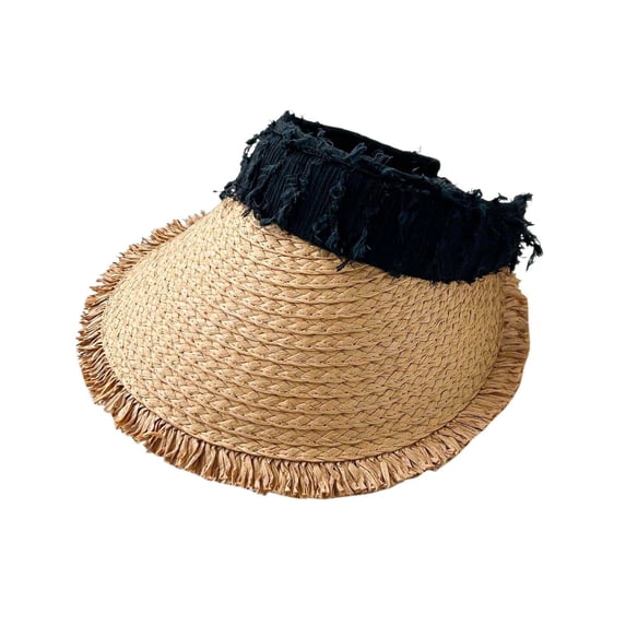 HONHUZH Summer Hats Womens Summer Wide Brim Visor Hat Ponytail Hole Foldable Sun Protection Cap
