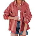 thumbnail image 1 of HONHUZH T Shirts,Zipper Denim Jackets for Women - Plus Size Long Sleeve Lapel Denim Coat Winter Casual Tops Outerwear, 1 of 8