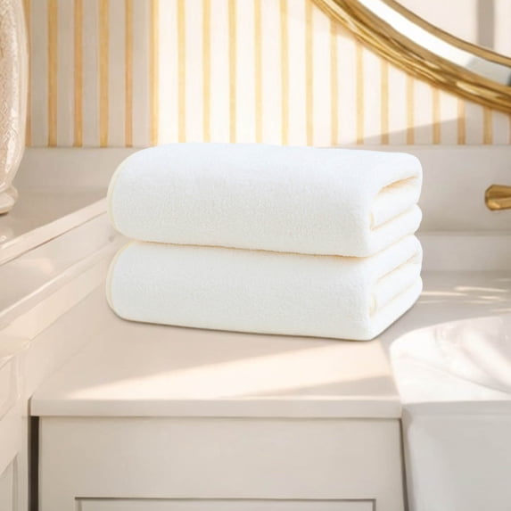 HONHUZH Towels and Washcloths 2pcs Bath Towel Set Fleece Spun Highly Absorbent Soft Bath Towel Suitable for Bathroom Spa Gym