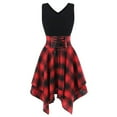 thumbnail image 1 of HONHUZH Women Summer Dresses 2022, Casual Dresses Irregular Hem Plaid Stitching Dress Tummy Control, 1 of 4