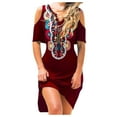 thumbnail image 1 of HONHUZH Women Summer Dresses 2022, Casual Dresses Short Sleeve Dew Shoulder Floral A-Line Dresses, 1 of 2