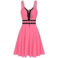 thumbnail image 1 of HONHUZH Women Summer Dresses 2022, Plus Size Cool Solid Bandage Irregular Hem Camisole Mini Dress, 1 of 6
