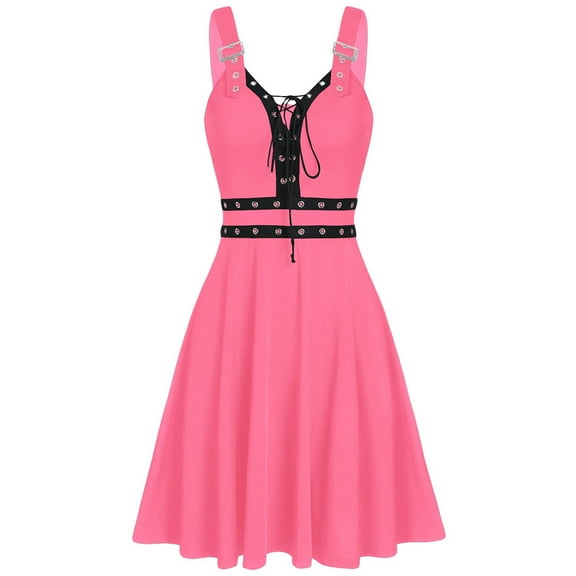 HONHUZH Women Summer Dresses 2022, Plus Size Cool Solid Bandage Irregular Hem Camisole Mini Dress