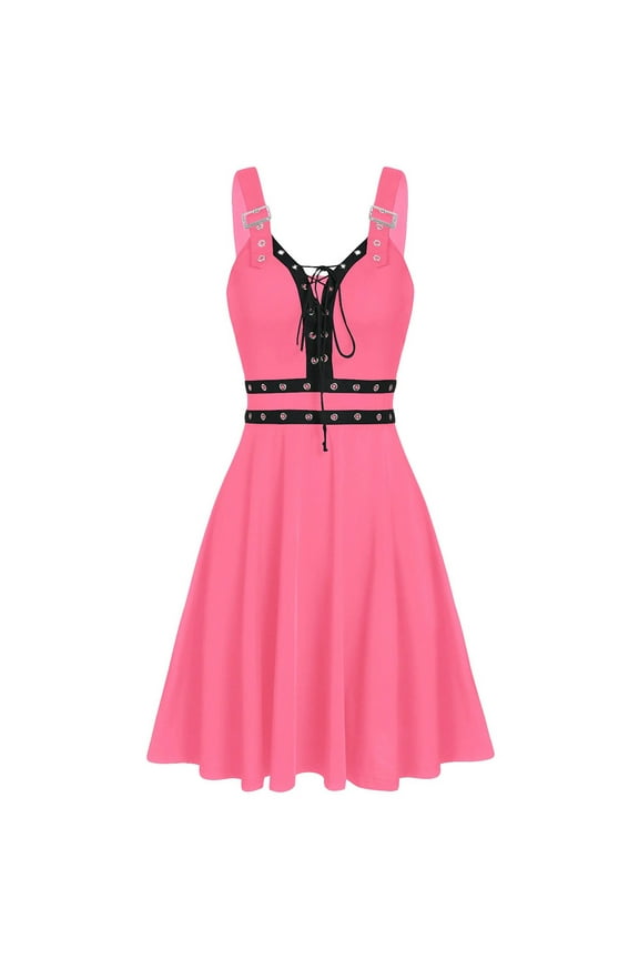 Women Summer Dresses 2022, Plus Size Cool Solid Bandage Irregular Hem Camisole Mini Dress