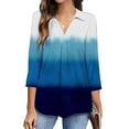 thumbnail image 1 of HONHUZH Women Summer Tops 2024 V Neck 3/4 Sleeve T Shirt Autumn Printing Blouse Tops, 1 of 6