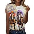 thumbnail image 1 of HONHUZH Women's Plus Size Tops Dressy Horse Racing Graphic Summer Cew Neck Short Sleeve T-Shirts, 1 of 4
