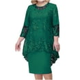 thumbnail image 1 of HONHUZH Womens 2 Piece Outfits Pluas Size Evening Dress Lace Embroidery Two Piece Set Temperament Fit Dress, 1 of 5
