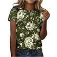 thumbnail image 1 of HONHUZH Womens Shirts Clearance 2025 Summer Tops Floral Graphic Crew Neck Blouse Short Sleeve Plus Size, 1 of 5