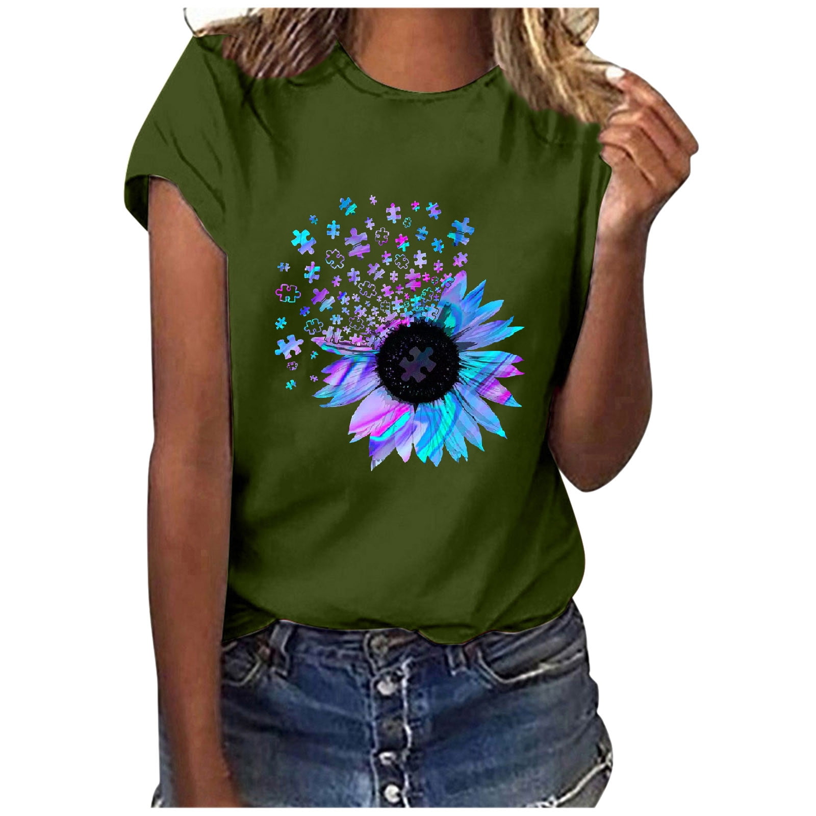 HONHUZH Womens Shirts,Ladies Clearance,Women Casual Letter Printing ...