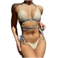 thumbnail image 1 of HONHUZH Womens Swimsuits Summer Clearance Heart Swimwear Drawstring Bikini Adjustable Halter Bikini Top High Cut Bottom, 1 of 6