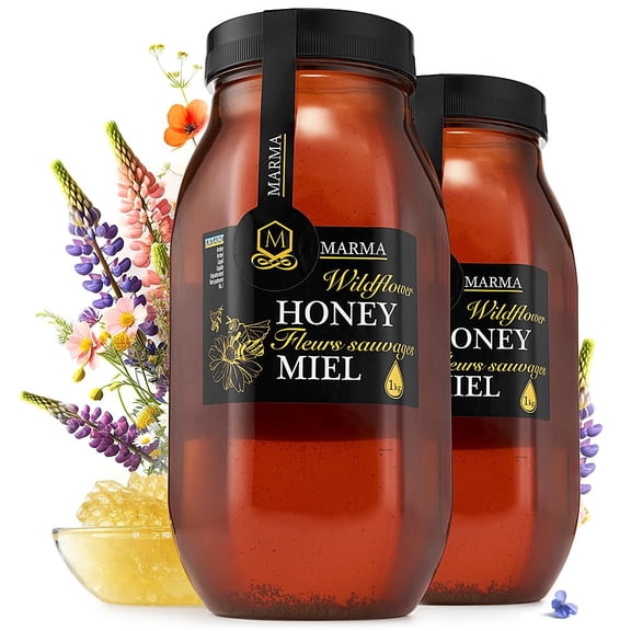 HONIGMA Marma Wildflower Honey GGA1 | Authentic Raw Honey from Ukraine | 100% Pure & Unpasteurized | 1000g/35.2oz | May Arrive Crystallized or Partially Crystallized | Pack of 2