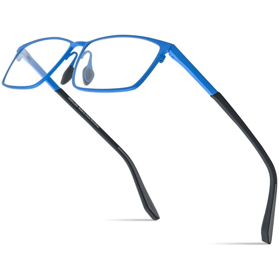 HONILLESI Pure Titanium Glasses Frame Men Square Eyeglasses Optical Eyewear ( 7303 Blue C2 )