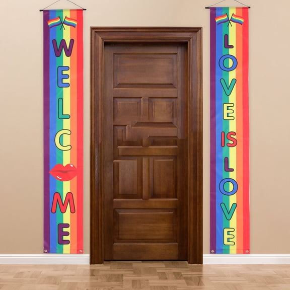 HONITANO LGBT Pride Rainbow Flag Couplets Home Decor 1 Pair 70.9x11.8in