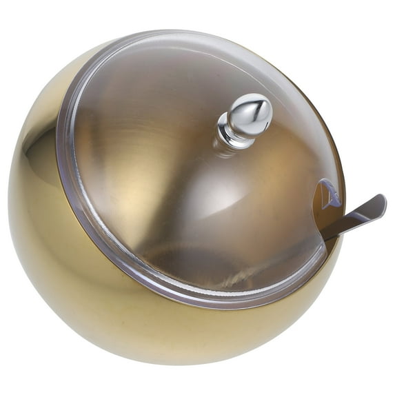 HONITANO 1 Set Golden Spherical Seasoning Holder with Lid for Condiment Storage in Kitchen 11.8x5.5x5.1in