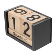 HONITANO Wooden Perpetual Calendar Blocks with Date Display, Assorted Colors, 1 Set, Compact 5.2x2.8x3.3in Desk Decoration