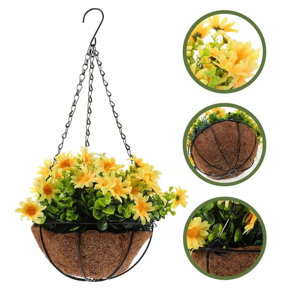 HONITANO 1 Set Yellow Artificial Flower Arrangements Coconut Shell Silk Iron for Home Garden Indoor Outdoor Decor