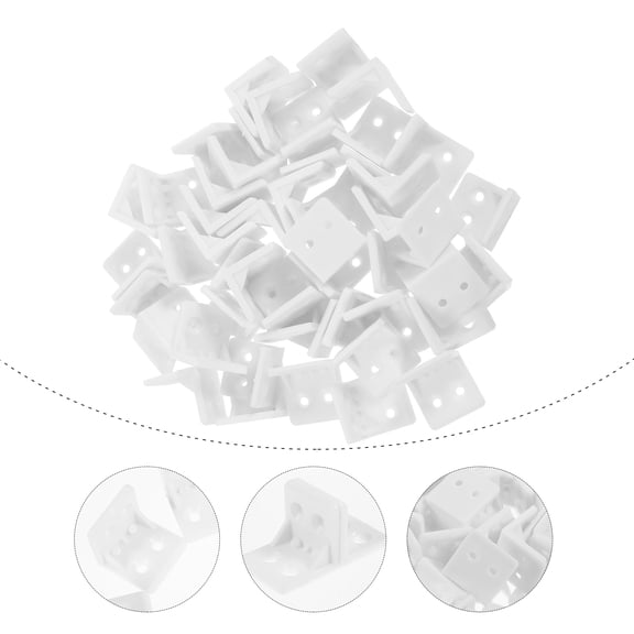 HONITANO 100Pack White Plastic Iron L Bracket Corner Brace for Furniture Fixing and