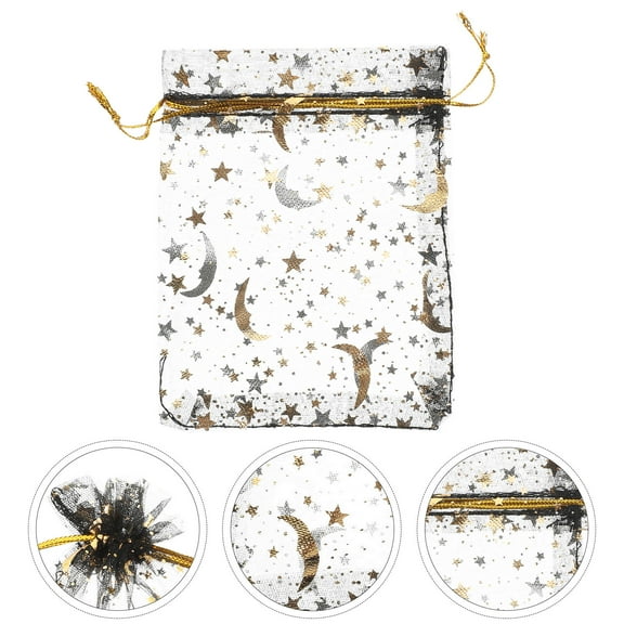 HONITANO 100Pcs Organza Drawstring Bags for present Packaging in Black Color