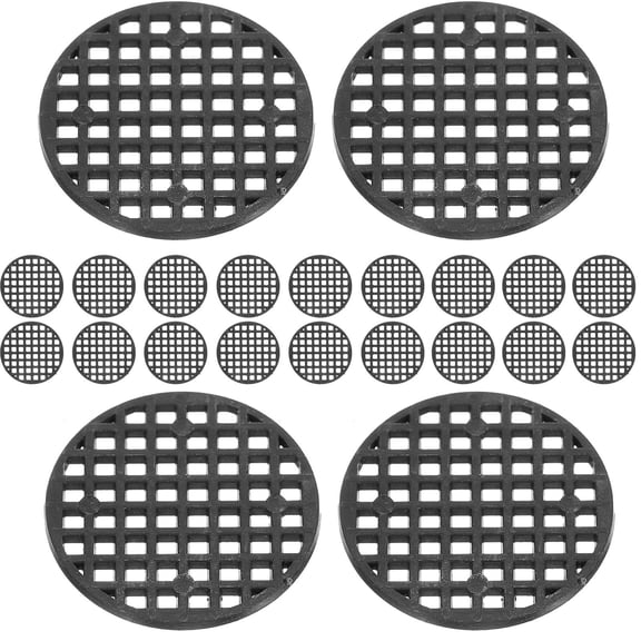 HONITANO 100-Pack Black Round Plastic Flowerpot Drainage Mats for Garden, Home, Office Plant Care