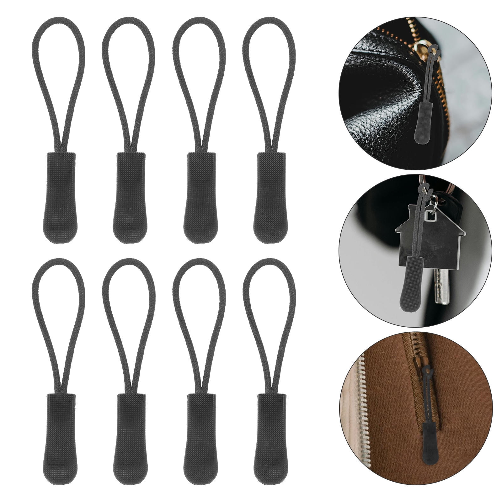 HONITANO 10Pcs Cord Pulls Zipper Pull Puller Lightweight Nylon Black ...