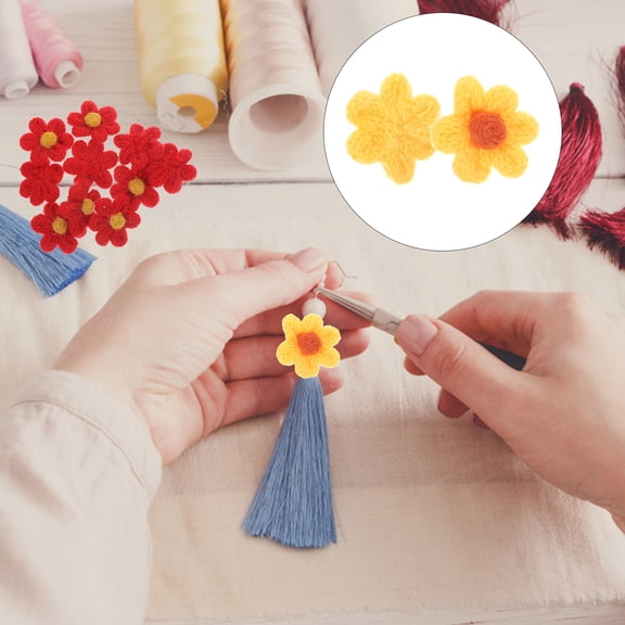 HONITANO 10Pcs Embroidered Flower Applique Patches Yarn Woolen Yarn For Sewing