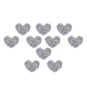 HONITANO 10Pcs Heart Shaped Plated Silver Embroidered Patches for DIY Clothing Decoration