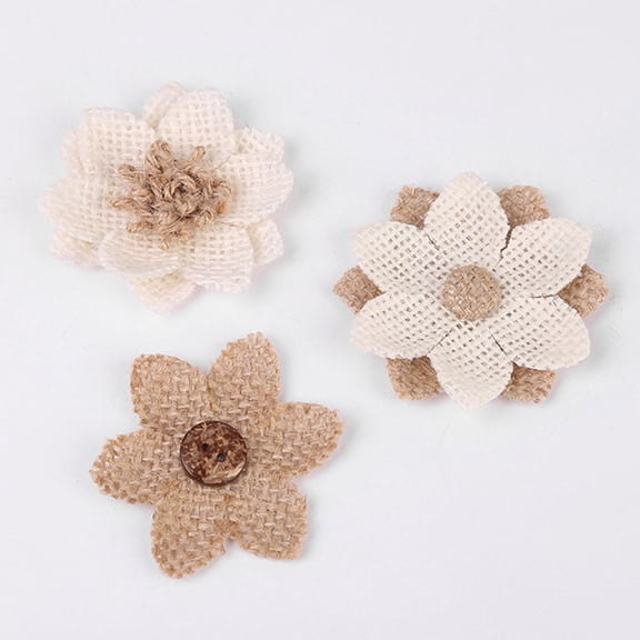 HONITANO 10Pcs Jute Flower Assorted Color 6X6in DIY Craft Making for Adults and Craft Enthusiasts