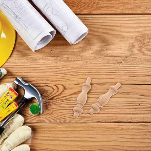 HONITANO 10Pcs Khaki Wood Stair Balusters for Outdoor Space 3.34X0.71X0.71In