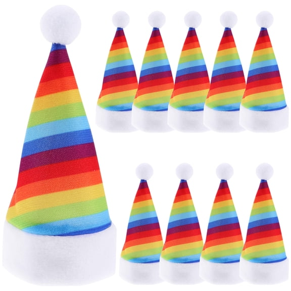 HONITANO 10Pcs Plush Mini Santa Hats For Christmas Party And Festive Table Decor
