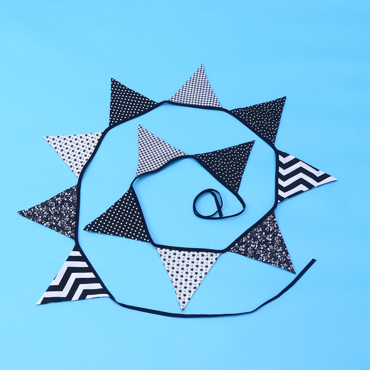 HONITANO 12 Triangle Flags Pennant Bunting Garland Black White Cotton ...