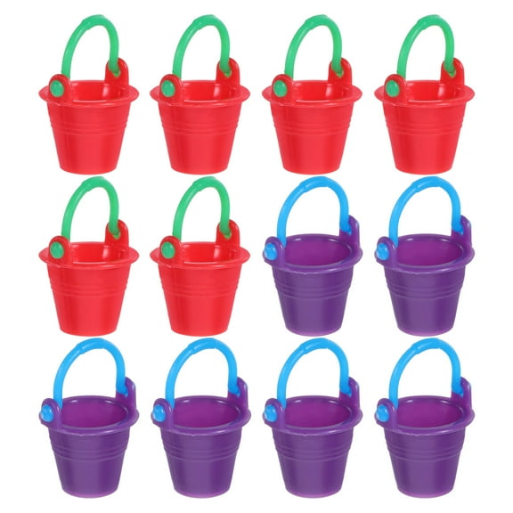 HONITANO 12Pcs Mini Plastic Pails and Buckets for Kids Decorative Beach Scene Gardening
