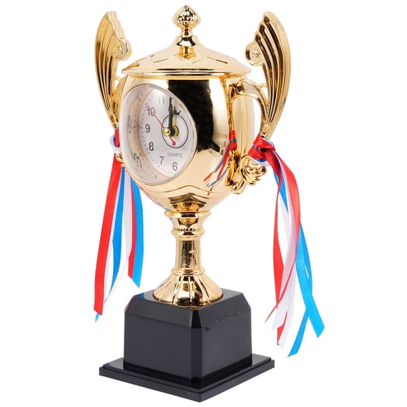 HONITANO Golden ABS Trophy Desktop Clock for Graduation and Home Decor
