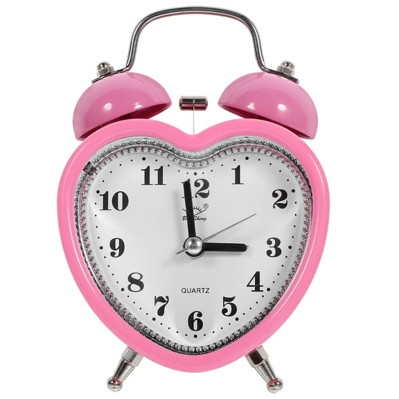 HONITANO 1Pack Pink PVC Alarm Clock For Kids Bedrooms With Heart Shape And Bells
