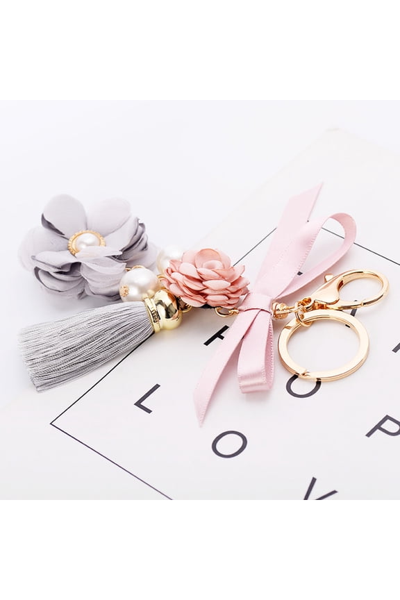 1Pack Rose Flowers Keychain Metal Cute Flower Keyrings for Women Handbag Accessory Mother's Day present