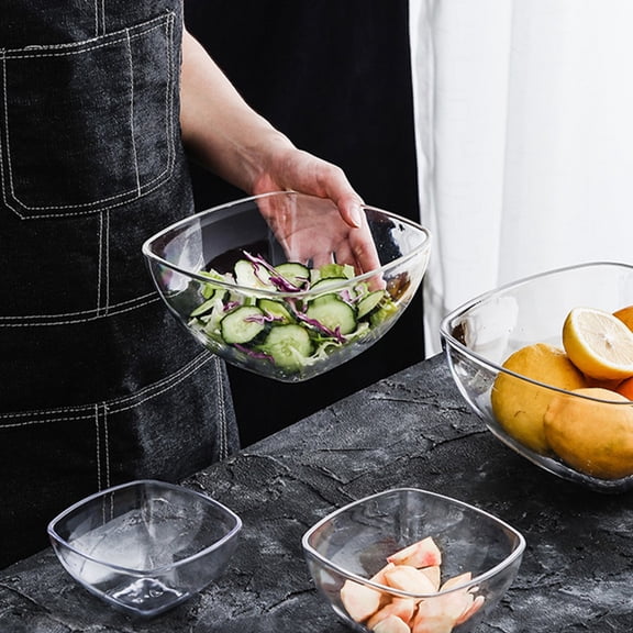 HONITANO Clear Acrylic Salad and Fruit Bowl, 19x7.5x3.7in, Transparent Serving Bowl for Kitchen and Dining