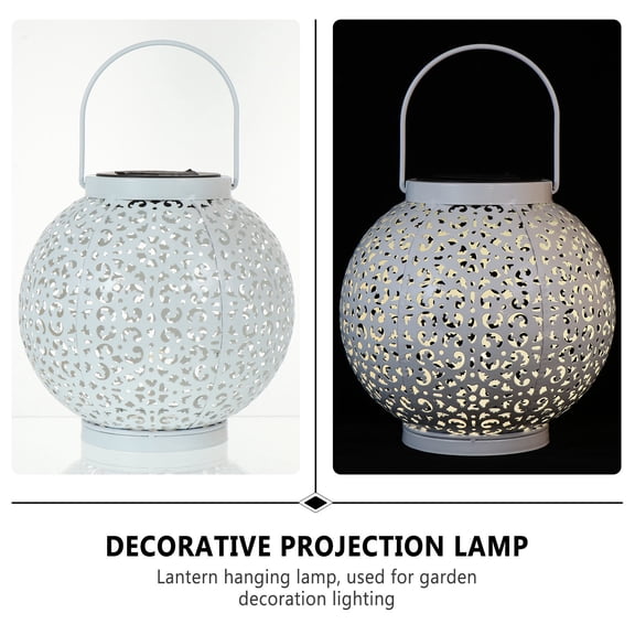 HONITANO 1Pack White Iron Yard Decorative Lamp for Outdoor Lighting 18.5x18.5x18cm